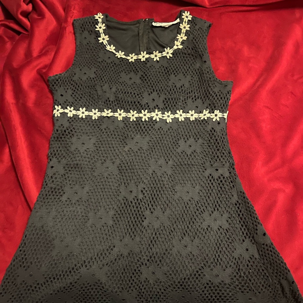 Black and Silver Embellished A-Line Mini Dress
